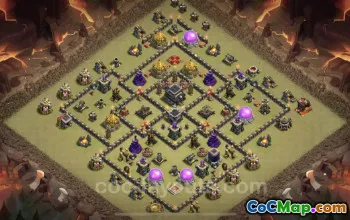 Best Anti 3 Stars TH9 War Base - Clash of Clans #24806