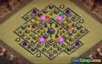 Best Anti 3 Stars TH9 War Base - Hybrid 2024 Link #17676
