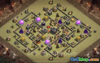 Best Anti 3 Stars TH9 War Base - Hybrid Base Link #24668