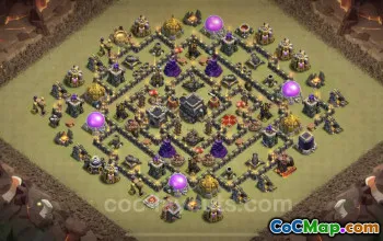 Best Anti 3 Stars TH9 War Base with Link - Clash of Clans #24742