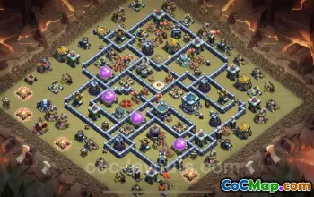 Best Anti-Everything TH13 War Base with Link - Clash of Clans #21249