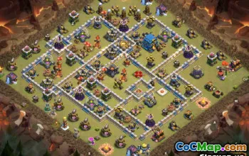 Nejlepší střet radnice Clans 12 Base Layouts & Maps #13574