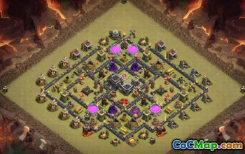 最佳部落市政厅9的基本布局和地图＃14736