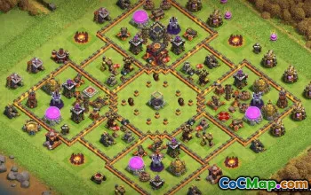 საუკეთესო COC Town Hall 10 ბაზის განლაგება: მიწათმოქმედება და ტროფეის რუქები #14299