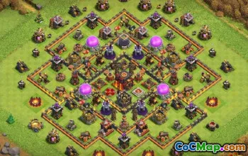 საუკეთესო COC Town Hall 10 ბაზის განლაგება - მეურნეობა და ტროფის რუქები #14627