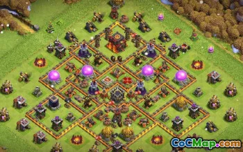 საუკეთესო COC Town Hall 10 ბაზის განლაგება: მეურნეობა და ტროფეის რუქები #15078