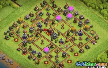 最好的COC市政厅10基本布局|家庭与战争地图＃11338