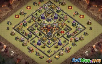 最佳COC市政厅10基本布局和地图，用于群体冲突＃11202