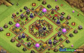 საუკეთესო COC Town Hall 10 ბაზის განლაგება და რუქები მეურნეობისთვის #14807