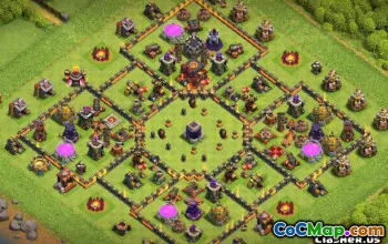 最佳COC市政厅10个基本布局和农业与奖杯的地图＃10118