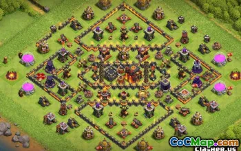 最佳COC市政厅10个基本布局和农业与奖杯的地图＃10127