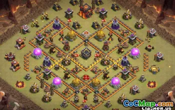 最佳COC市政厅10战争的基本布局和地图＃13663
