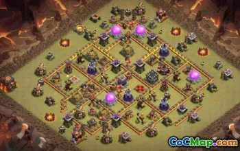 最佳COC市政厅10战争的基本布局和地图＃14846