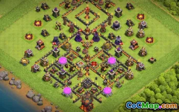 最佳COC市政厅10战争的基本布局和地图＃9959