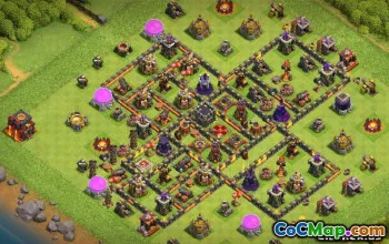 最佳COC市政厅10战争的基本布局和地图＃9963