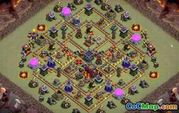 最佳COC市政厅10的基本布局和战争与奖杯的地图＃11210