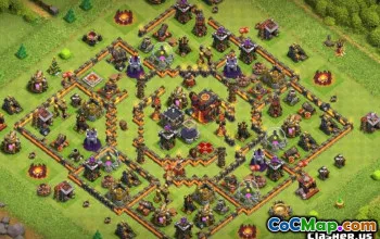 最佳COC市政厅10的基本布局和战争与奖杯的地图＃9727