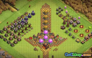 최고의 Coc Town Hall 10 기본 레이아웃 및지도 -Funny & Progress #14164