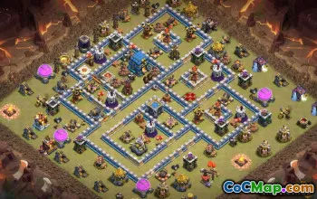 最佳COC市政厅12个基本布局和战争与奖杯的地图＃10492