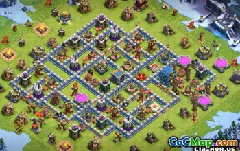 最佳COC市政厅12个基本布局和战争与奖杯的地图＃10941