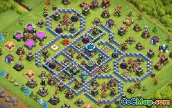 Najlepszy ratusz COC 13 Układy i mapy podstawowe - Trophy & Hybrid #12855