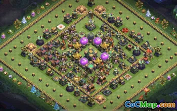 Bästa COC Town Hall 14 baslayouter och kartor för jordbruk och troféer #15938