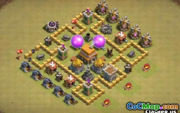 Tòa thị chính Coc tốt nhất 5 Bố cục cơ sở: Chiến tranh, Nông nghiệp và Trophy #14072
