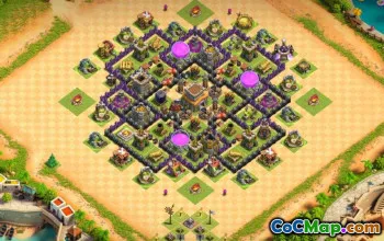 Beste CoC Town Hall 8 Basislayouts und Karten für Trophäe und Landwirtschaft #16586