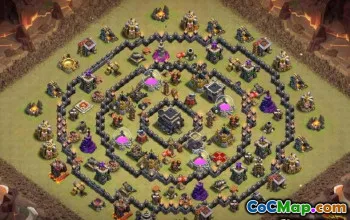 საუკეთესო COC Town Hall 9 ბაზის განლაგება: მეურნეობა, ტროფი, ჰიბრიდი #11483
