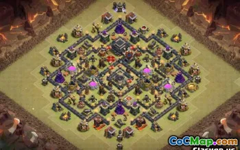 最佳COC市政厅9基础布局：农业和奖杯地图＃14144