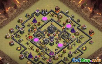 საუკეთესო COC Town Hall 9 ბაზის განლაგება მეურნეობისა და ტროფებისთვის #11577