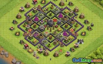 Beste COC Town Hall 9 basislay -outs voor landbouw en trofeeën #13012