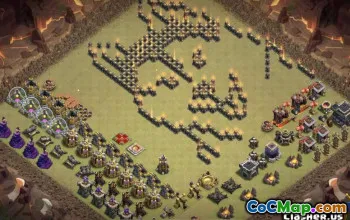 საუკეთესო COC Town Hall 9 ბაზის განლაგება და რუქები სახლის სოფლის #10254