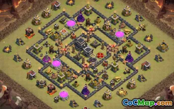 最佳COC市政厅9基本布局和成功的地图＃14483