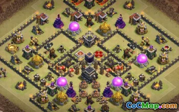 最佳COC市政厅9的基本布局和战争与奖杯的地图＃15087