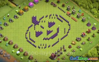 最佳有趣巨魔基地 TH7 - 市政厅 7 COC 2024 #18554