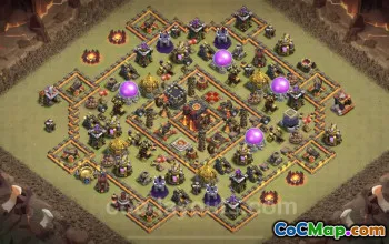 Best TH10 Anti 2 Stars War Base - Hybrid Defense Link #24963