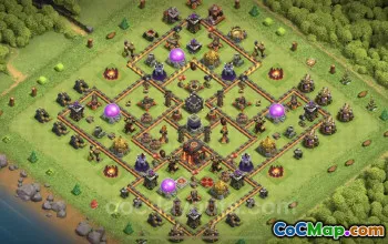 Best TH10 Farming Base: Anti 3 Stars Hybrid Link - COC #24902