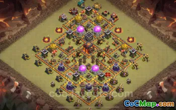 2024 年最佳 TH10 战争基地 |反一切混合布局#17683