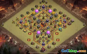 Best TH10 War Base 2025: Anti-Air Hybrid with Link #19722