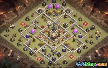 Best TH11 Anti 2 Stars Hybrid War Base with Link - COC #25403