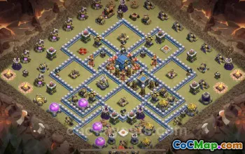 Best TH12 Anti 2 Stars Hybrid Base for CWL - Clash of Clans #25526