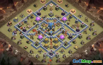 Best TH12 Anti 3 Stars War Base - Hybrid Link & Defense #25483