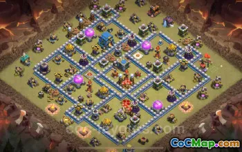 Best TH12 War Base with Link - Top Hybrid Design 2024 #20506