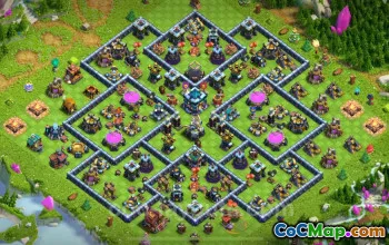 Best TH13 Anti 2 Stars Base with Link | Hybrid 2025 COC #50979
