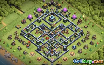 Best TH13 Base Copy - Anti 3 Stars & Defense Link #25978
