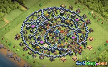 Best TH13 Hybrid Farming Base Design - Clash of Clans #25824