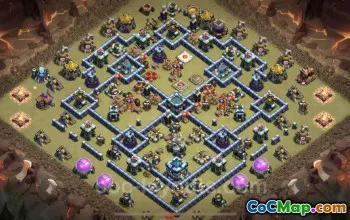 Best TH13 War Base - Anti 3 Stars & Electro Dragon Defense #21152