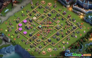 Best TH14 Anti 3 Stars Base - Hybrid Defense with Link #21571