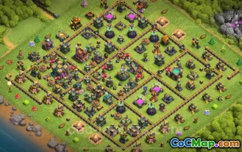 Best TH14 Anti 3 Stars Base with Link | Hybrid Defense 2025 #50901